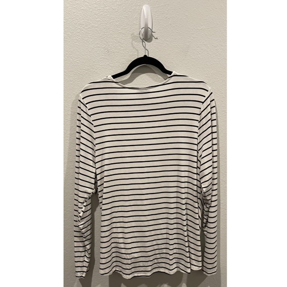 AVA & VIV Striped Snap Closed Wrap Long Sleeve Blouse - Picture 3 of 3